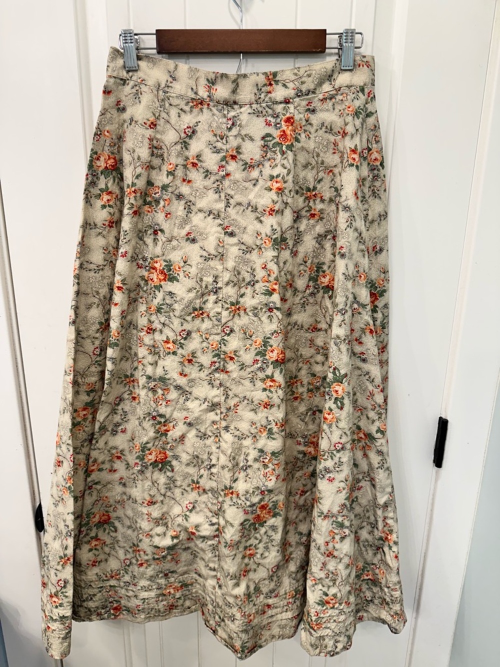 Vintage Lauren Ralph Lauren Floral Pearl Snap Midi Skirt Cotton Sz 10 Western - Picture 5 of 6